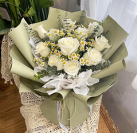 白玫瑰花束鲜花（88积分）