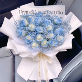 鲜花同城配送碎冰蓝玫瑰花（109积分）