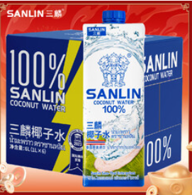 三麟100%NFC椰子水1L*6瓶（65积分）